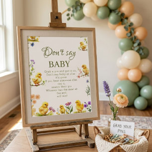 Poster Enseigne de jeu pour Baby Shower Ferme de poulets