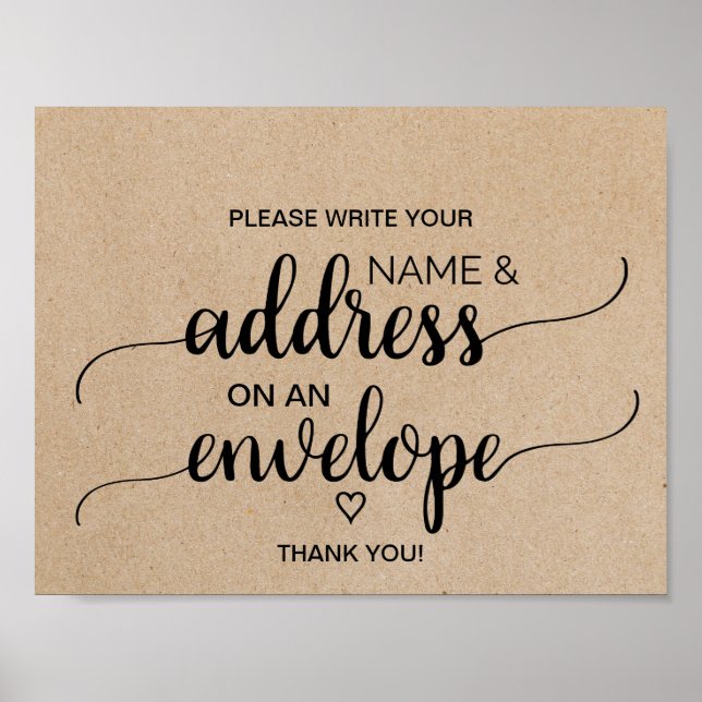 Poster Enseigne de l'enveloppe d'adresse de kraft faux ru (Devant)