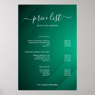 Poster Enseigne de liste de prix de salon minimaliste mod