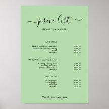 Enseigne de liste de prix de salon minimaliste mod