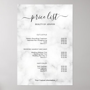 Poster Enseigne de liste de prix de salon minimaliste mod