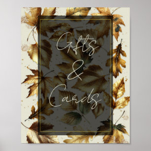 Poster Enseigne de mariage beige noir amande feuilles d'o