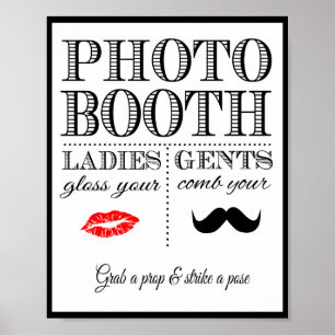 Poster Enseigne de mariage Photobooth style vintage