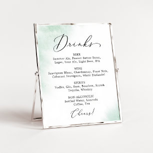 Poster Enseigne de menu de boissons de mariage vert Lav