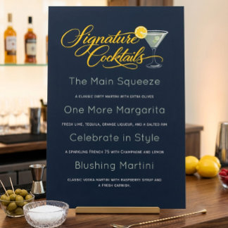Poster Enseigne de menu de cocktail Navy Margarita Martin