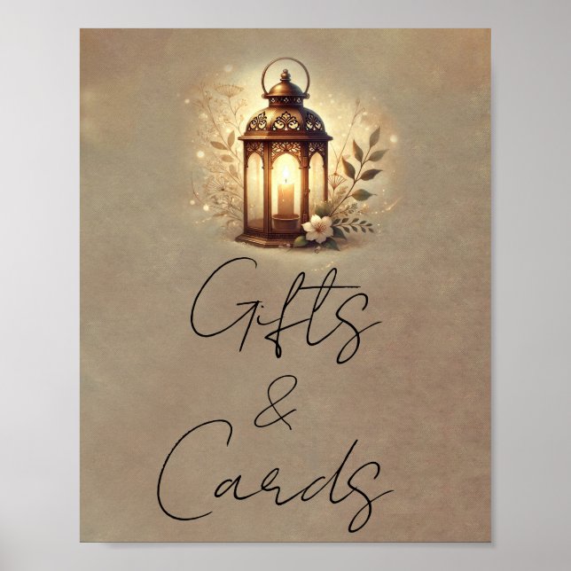 Poster Enseigne de table Cartes et Cadeaux Lanterne Bronz (Devant)