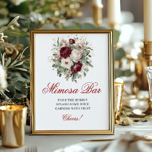Poster Enseigne de table de bar Mimosa Burgundy Blush Rou
