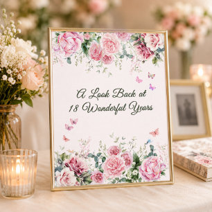 Poster Enseigne de table souvenir Papillon Rose