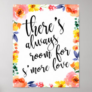 Poster Enseigne florale 20x25 cm pour mariage avec s'more