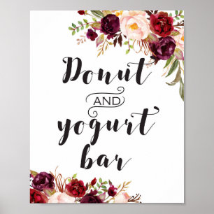 Poster Enseigne Florale Bohème Bourgogne - Bar à Donuts e
