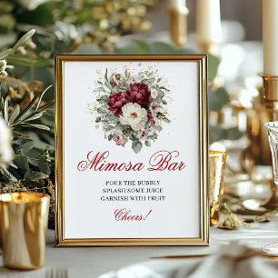 Poster Enseigne florale de bar Mimosa bordeaux blush de l