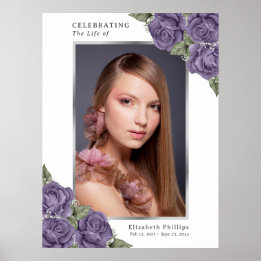 Poster Enseigne funéraire commémorative de photo argent v