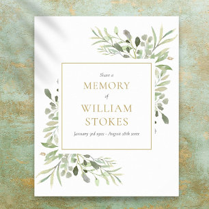 Poster Enseigne funéraire de verdure Partagez un souvenir