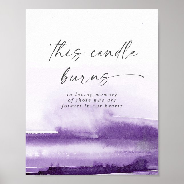 Poster Enseigne moderne aquarelle | Violet Cette bougie b (Devant)