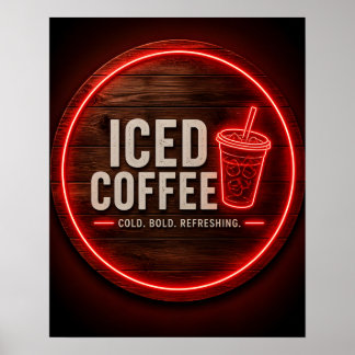 Poster Enseigne néon café glacé