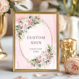 Poster Enseigne personnalisée en eucalyptus rose poudré b