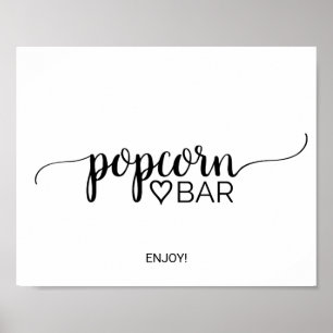 Poster Enseigne simple de bar à popcorn en calligraphie n