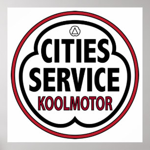Poster Enseigne Vintage Cities Service koolmotor