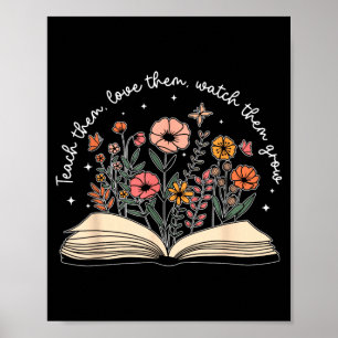 Poster Enseigner Amour Regarder Croître Rétro Enseignant 