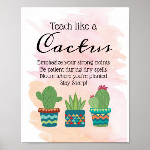 Poster Enseigner Comme Un Cactus Mur De Professeur Imprim