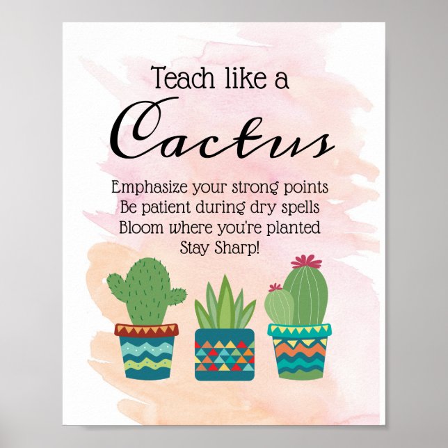 Poster Enseigner Comme Un Cactus Mur De Professeur Imprim (Devant)