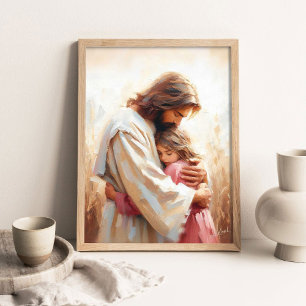 Poster Ensemble, Art chrétien, Jésus et Fille, Jésus et