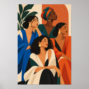 Poster Ensemble d'art mural coloré et moderne de femmes é