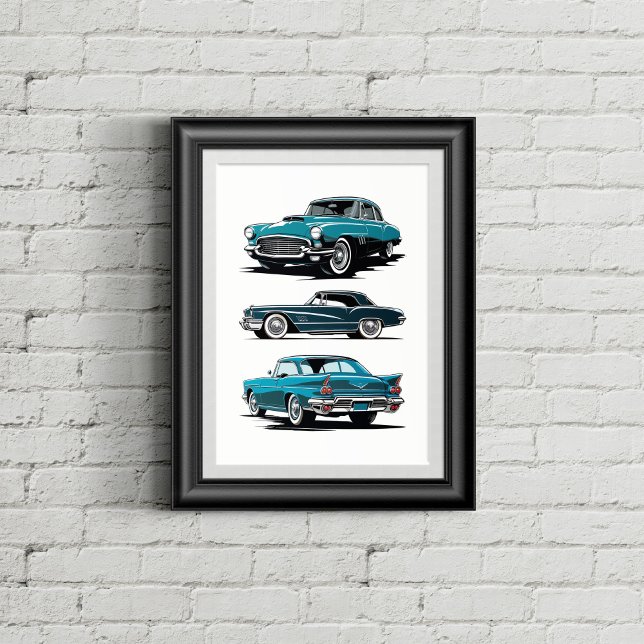 Poster Ensemble de 3 voitures anciennes. (Créateur téléchargé)