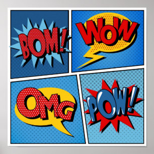 Poster Ensemble de bulles comiques dans le style Pop Art