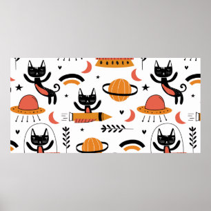 Poster Ensemble de chats mignons illustration design vint