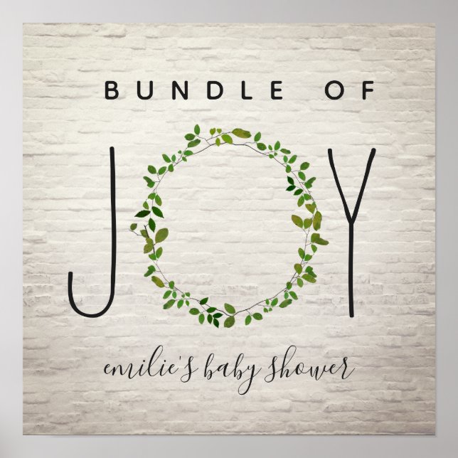 Poster Ensemble De Joy Green Wreath Baby shower En Brique (Devant)