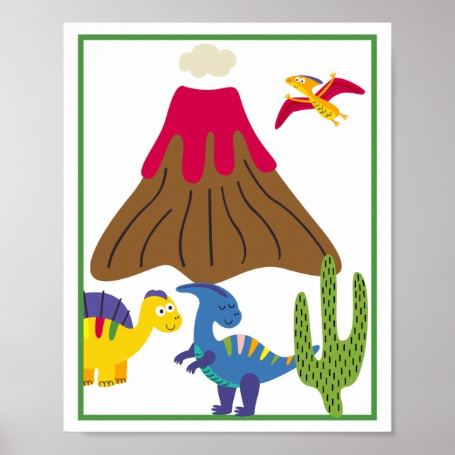 Poster Ensemble d'impression d'art personnalisé de dinosa (Devant)