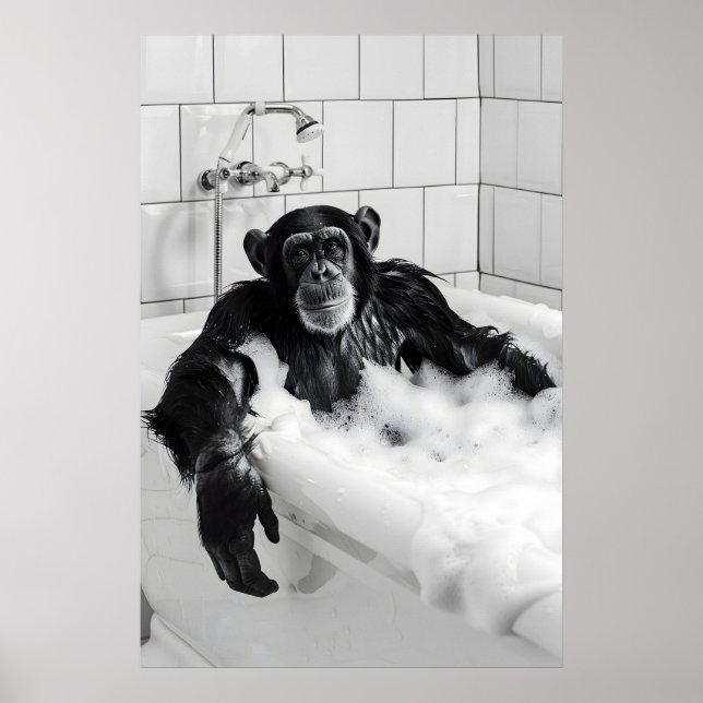 Poster Ensemble d'impression de bain moussant de singe dr (Devant)