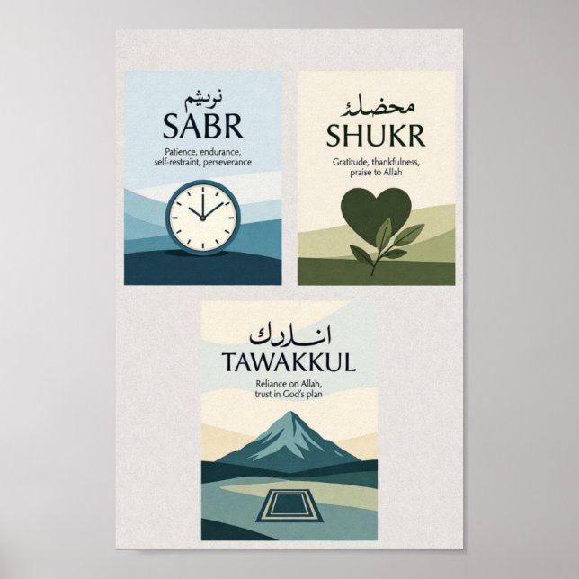Poster Ensemble d'impression Sabr Shukr Tawakkul (Devant)