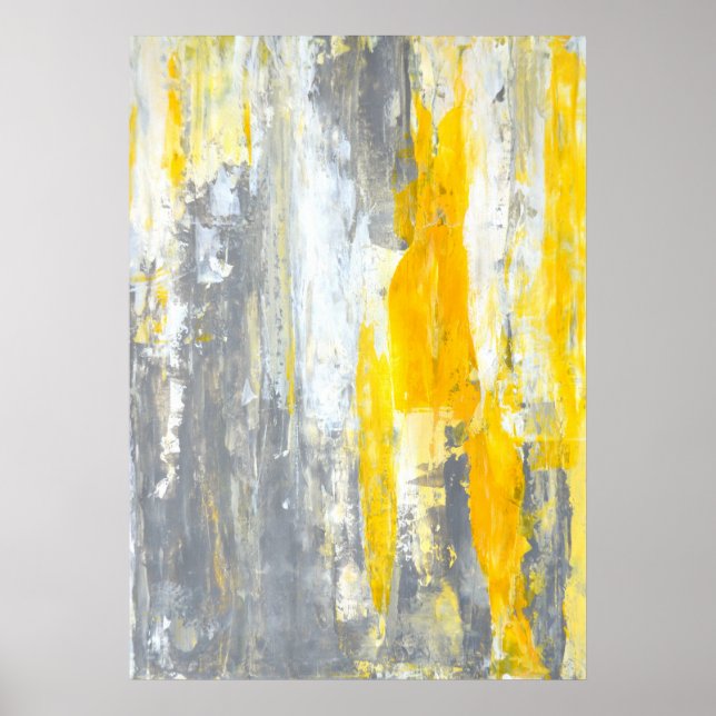 Poster 'Ensemble' Gris et Jaune Art Abstrait (Devant)