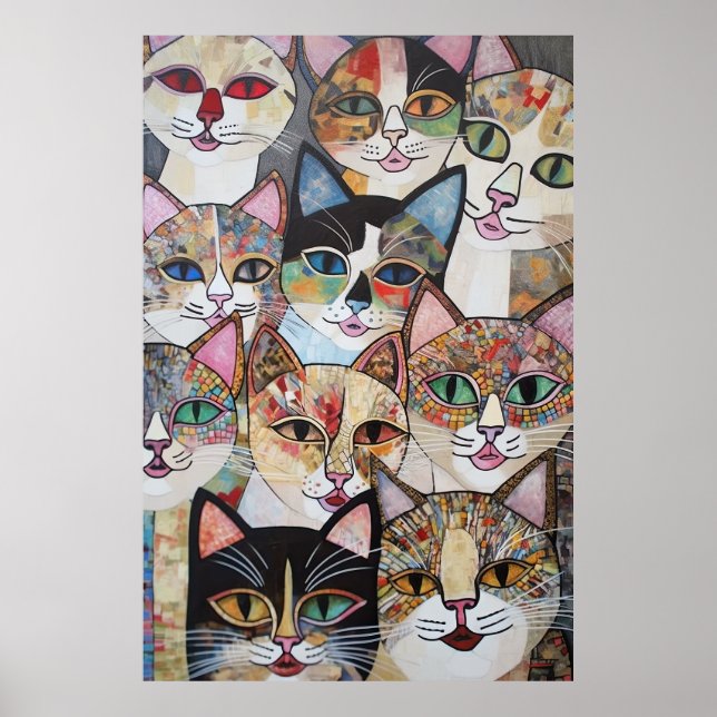 Poster Ensemble Kaleidoscopique Feline (Devant)