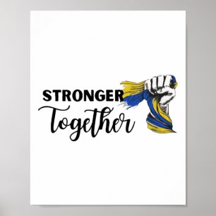 Poster Ensemble plus forts Je suis avec l'Ukraine Drapeau
