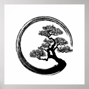 Poster Enso Zen Circle et Bonsai Tree