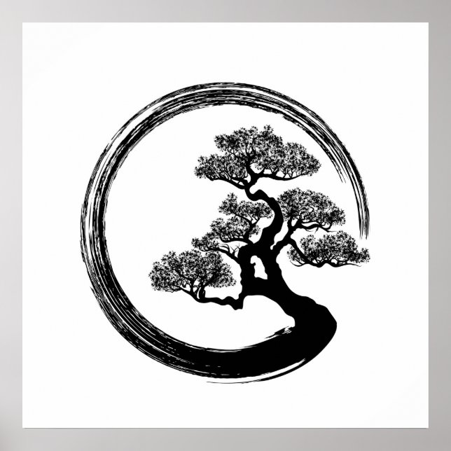 Poster Enso Zen Circle et Bonsai Tree (Devant)