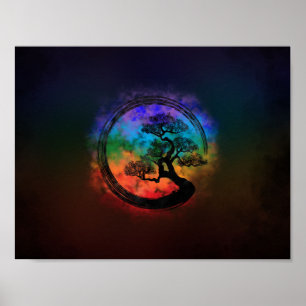 Poster Enso Zen Circle et Bonsai Tree Nebula
