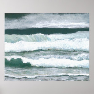 Poster Entendre l'affiche d'art Waves Crash Ocean Seashor