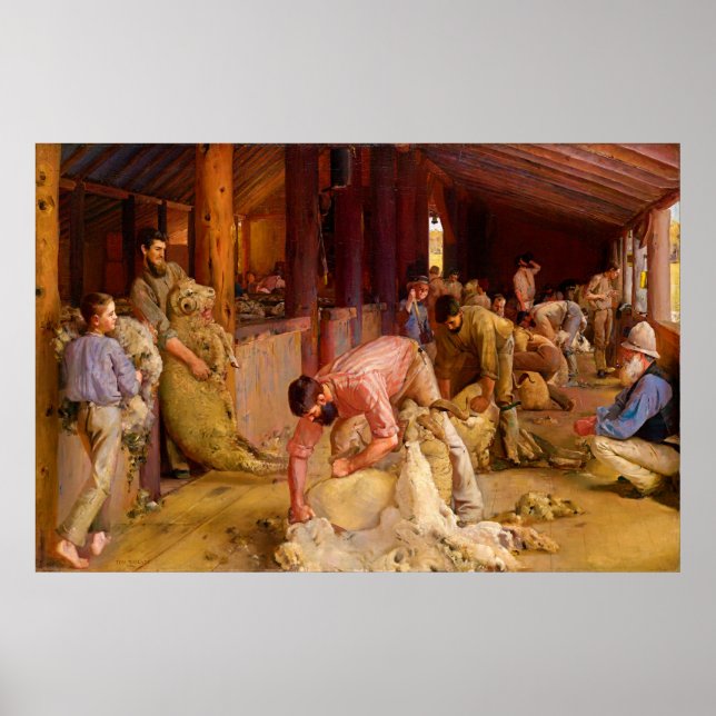 Poster Entendre les béliers par Tom Roberts (1890) (Devant)