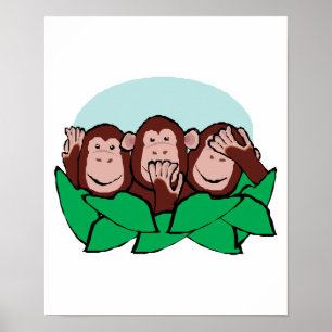 Poster entendre parler ne pas voir les méchants singes
