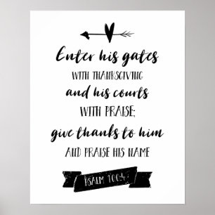Poster Enter his gates Psalms Christian Typography Chic