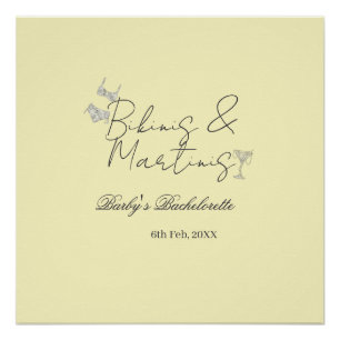 Poster enterrement de vie de jeune fille Bikins & Martini