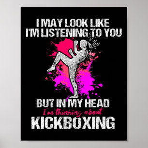 Poster Entraînement de kick-boxing à l'écoute de kick-box