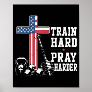 Poster Entraînement dur Prière plus dure Workout chrétien