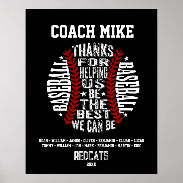Poster Entraîneur de baseball cadeau fin de saison (Devant)