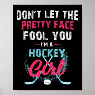 Poster Entraîneur de hockey sur glace pour filles amusant