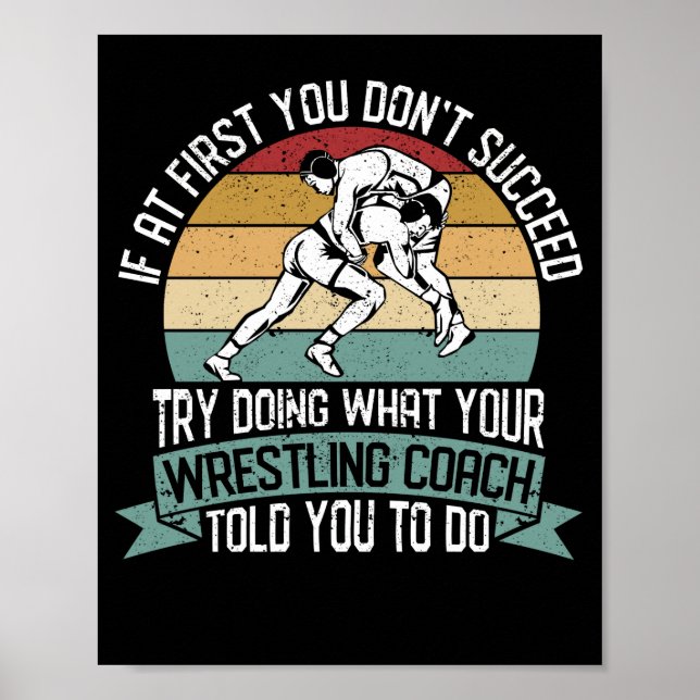 Poster Entraîneur de lutte Funny Sport Entraîneur de lutt (Devant)